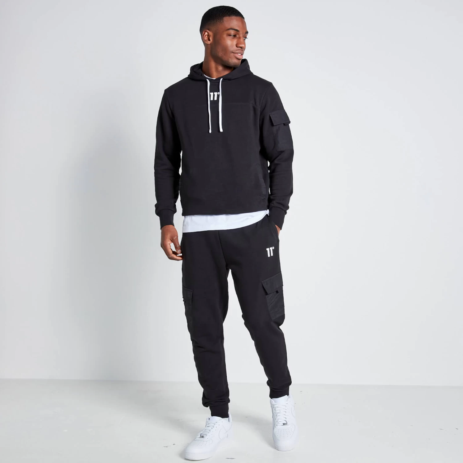 11 Degrees Woven Pocket Hoodie - Black 4 11 Degrees Woven Pocket Hoodie - Black - Image 4