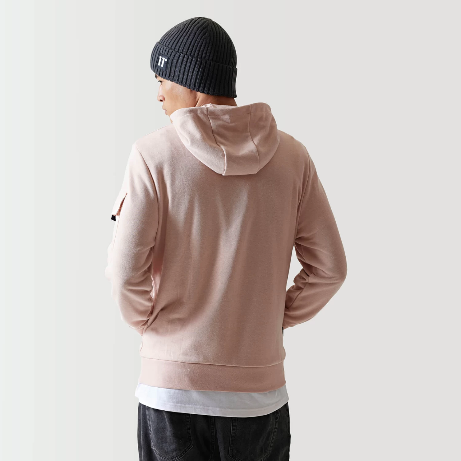 11 Degrees Woven Pocket Hoodie - Putty Pink 4 11 Degrees Woven Pocket Hoodie - Putty Pink - Image 4