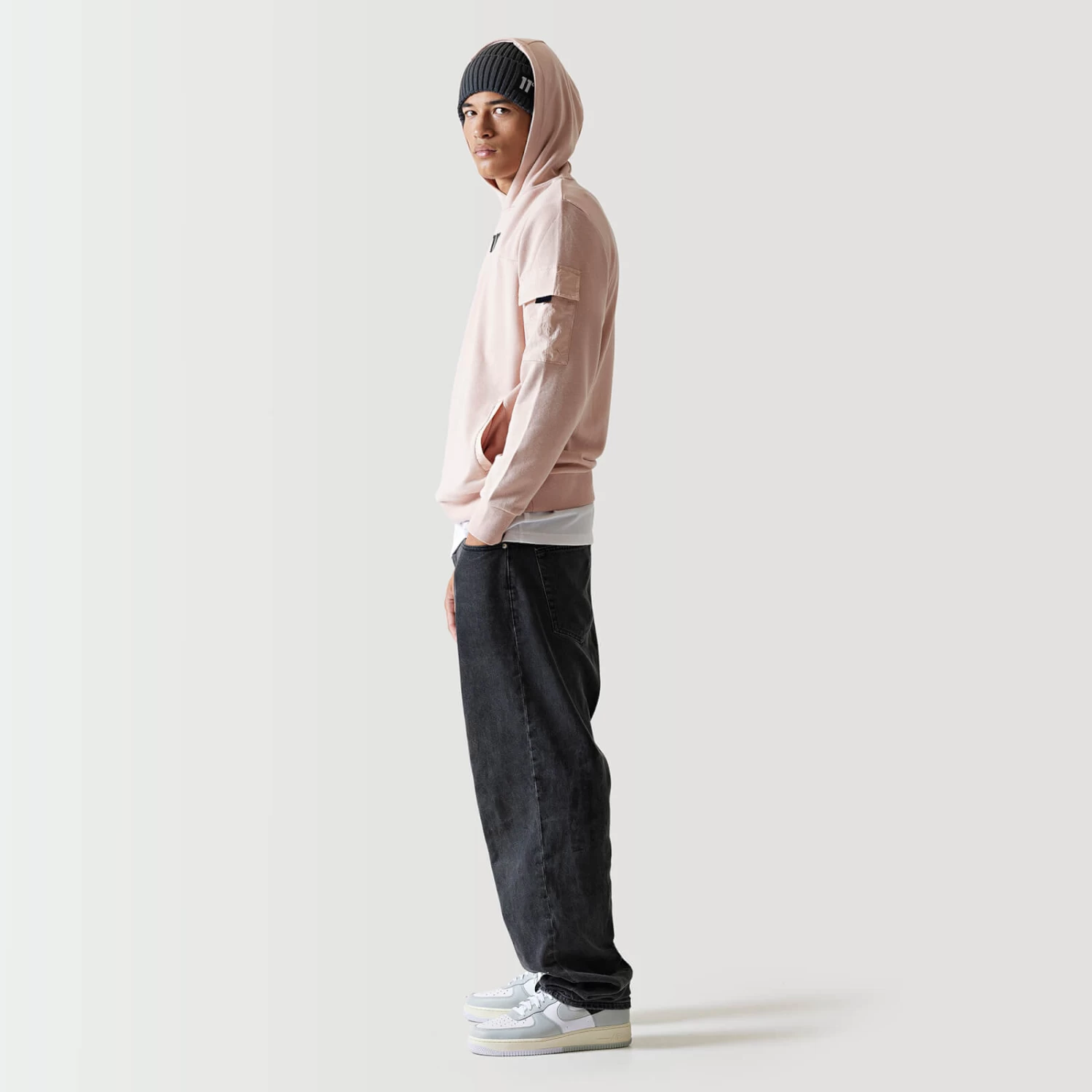 11 Degrees Woven Pocket Hoodie - Putty Pink 2 11 Degrees Woven Pocket Hoodie - Putty Pink - Image 2