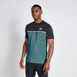 11 Degrees Double Taped T-Shirt - Black / Washed Green
