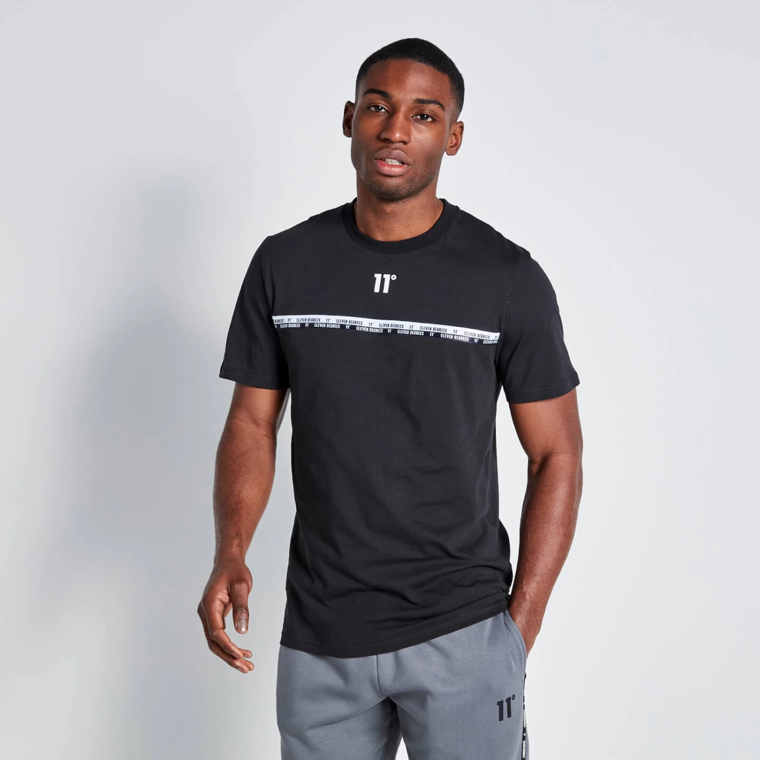 11 Degrees Chest Taped T-Shirt - Black 2 11 Degrees Chest Taped T-Shirt - Black - Image 2