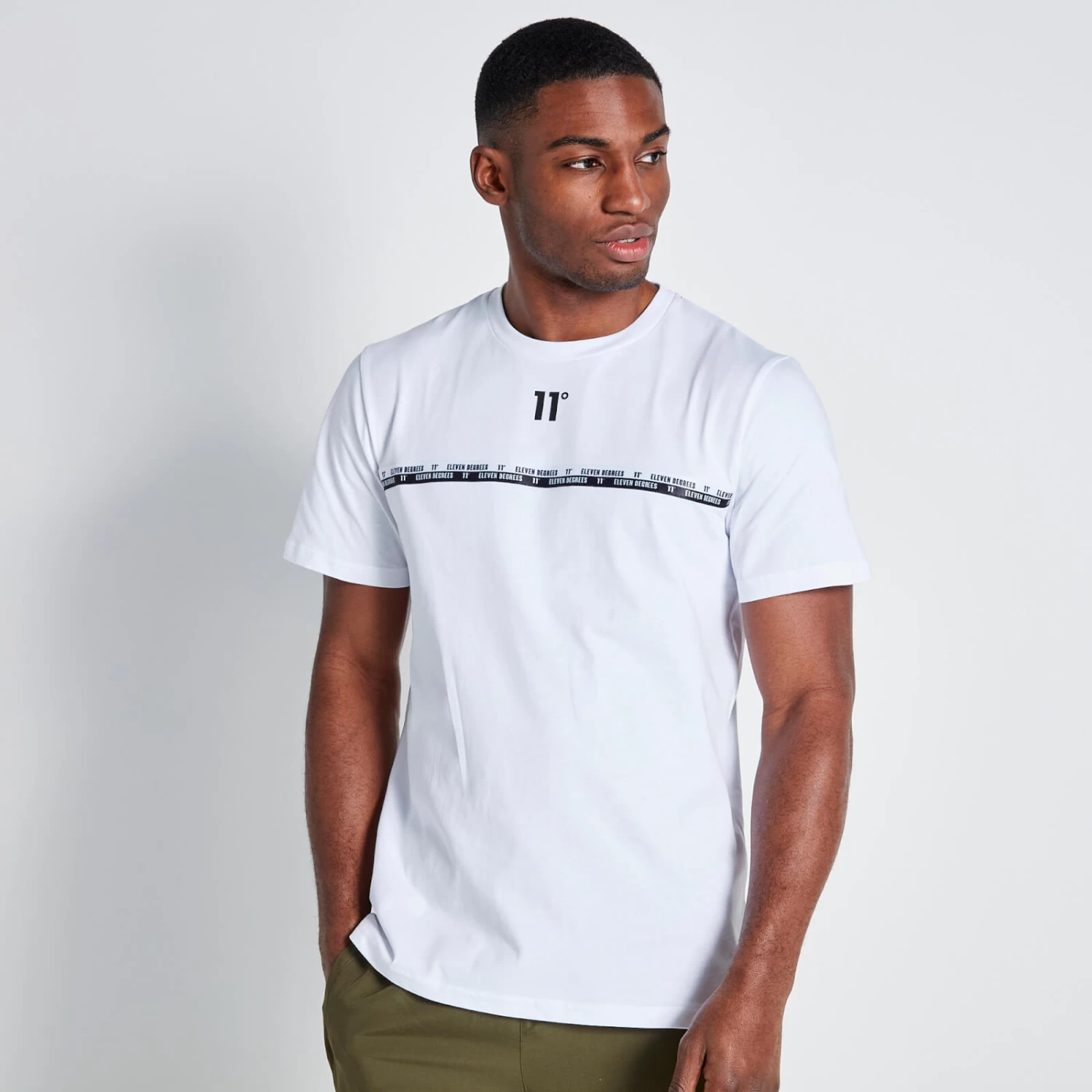 11 Degrees Chest Taped T-Shirt - White 1 11 Degrees Chest Taped T-Shirt - White