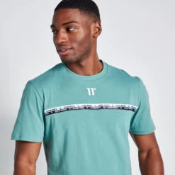 11 Degrees Chest Taped T-Shirt - Washed Green -11 Degrees Store 14875201 1725083848199698