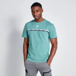 11 Degrees Chest Taped T-Shirt - Washed Green