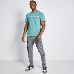 11 Degrees Chest Taped T-Shirt - Washed Green -11 Degrees Store 14875201 7155083848107514