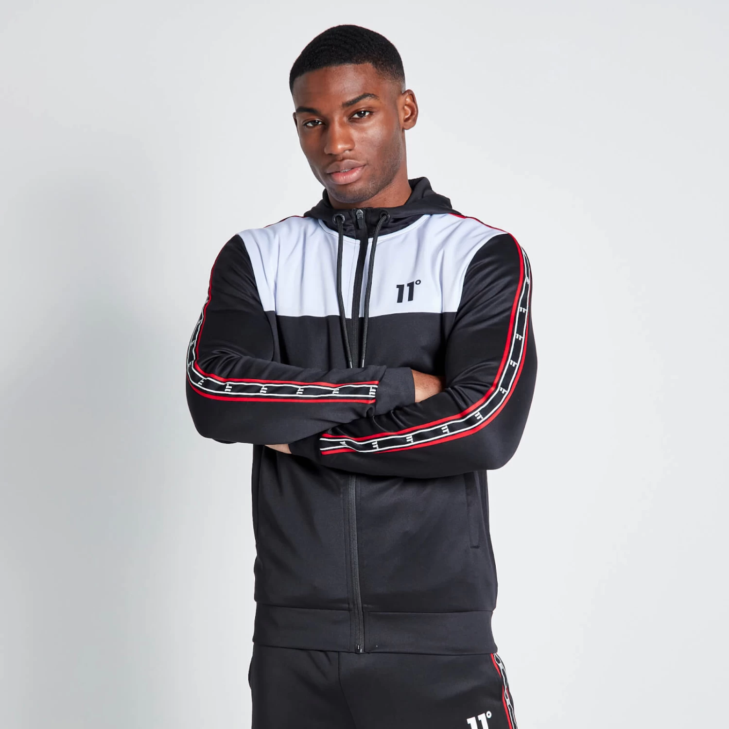 COLOUR BLOCK TAPED PIPING HOODIE 2 COLOUR BLOCK TAPED PIPING HOODIE - Image 2