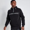 MESH OVERLAY QUARTER ZIP HOODIE