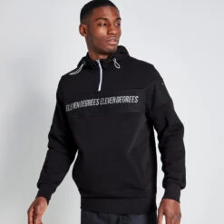 MESH OVERLAY QUARTER ZIP HOODIE