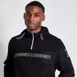 MESH OVERLAY QUARTER ZIP HOODIE -11 Degrees Store 14927880 6845091045272790