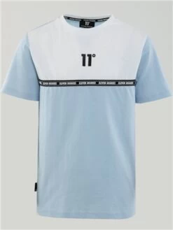 11 Degrees Powder Blue / White / Black Junior Cut And Sew Taped T-Shirt